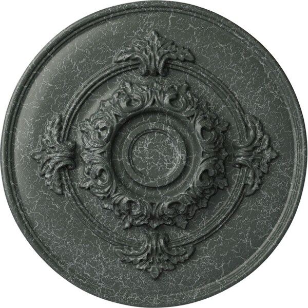 Ekena Millwork Monique Ceiling Medallion (Fits Canopies up to 3 3/4"), 13 3/4"OD x 1"P, Athenian Green Crackle CM13MOAGC - main